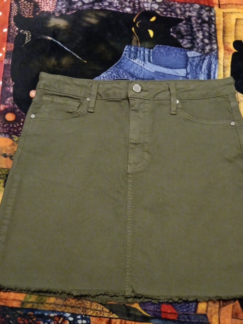 Just Black Womens Olive Green Slim Jeans Skirt